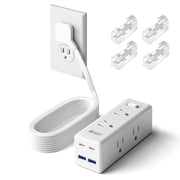 SUPERDANNY 6Ft Power Strip with 6 Outlets & 4 USB 2 USB-C - Flat Plug Surge Protector for Home Office Dorm - White