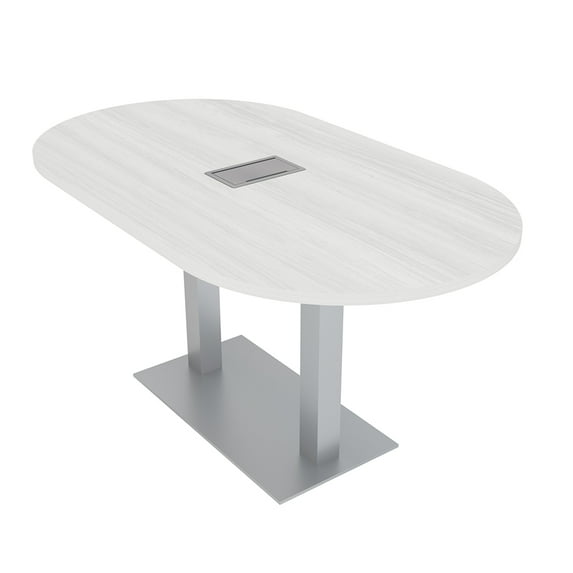 5Ft Racetrack Conference Table Metal Base Power Unit Harmony Series