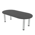 thumbnail image 1 of 5Ft Racetrack Conference Table With Silver Post Legs Power And Data, 1 of 5