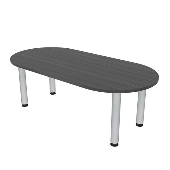 5Ft Racetrack Conference Table With Silver Post Legs Power And Data