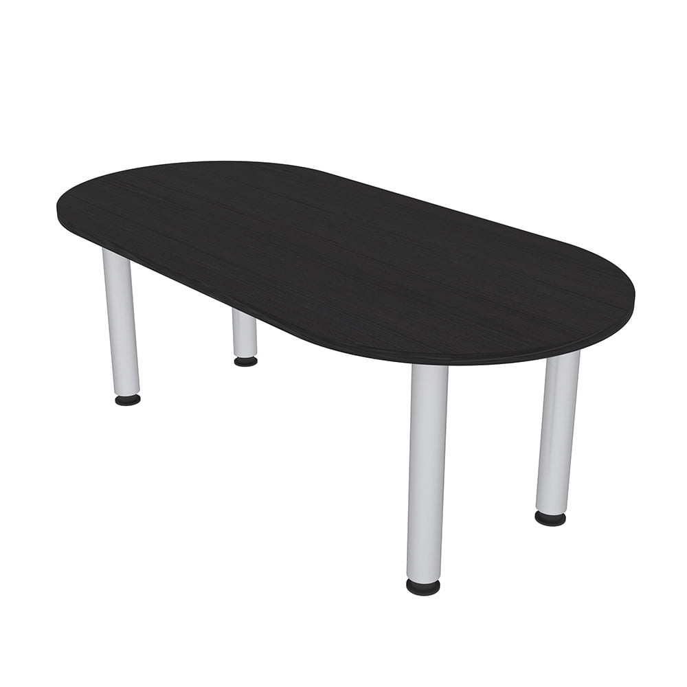 5Ft Racetrack Conference Table With Silver Post Legs Power And Data ...