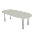 thumbnail image 1 of 5Ft Racetrack Conference Table With Silver Post Legs Power And Data, 1 of 5
