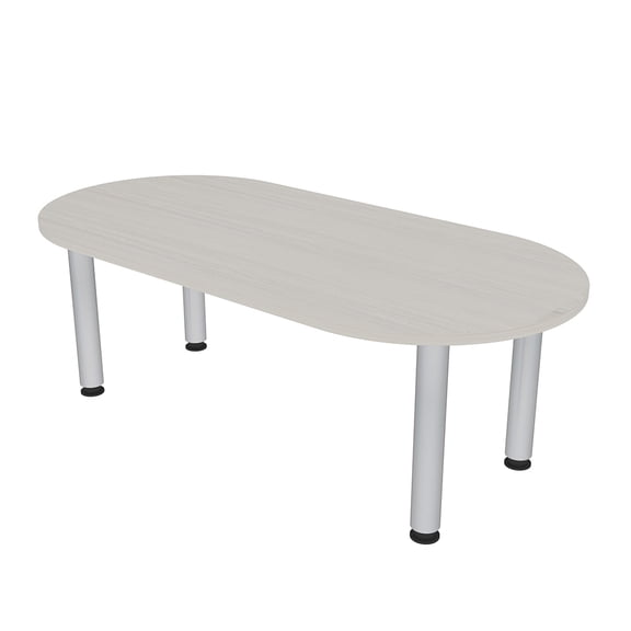 5Ft Racetrack Conference Table With Silver Post Legs Power And Data