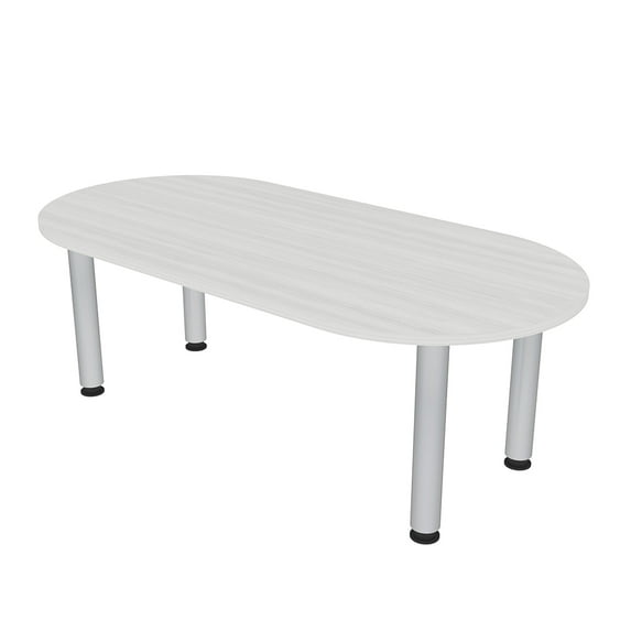5Ft Racetrack Conference Table With Silver Post Legs Power And Data