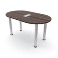 thumbnail image 1 of 5Ft Racetrack Conference Table With Silver Post Legs Power And Data, 1 of 7
