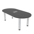 thumbnail image 1 of 6 Person Racetrack Conference Table Silver Post Leg Power And Data, 1 of 7