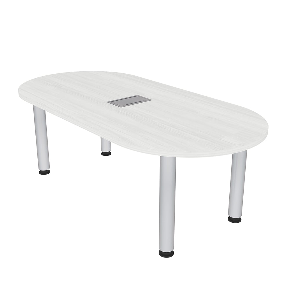 5Ft Racetrack Conference Table With Silver Post Legs Power And Data ...