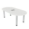 thumbnail image 1 of 5Ft Racetrack Conference Table With Silver Post Legs Power And Data, 1 of 7