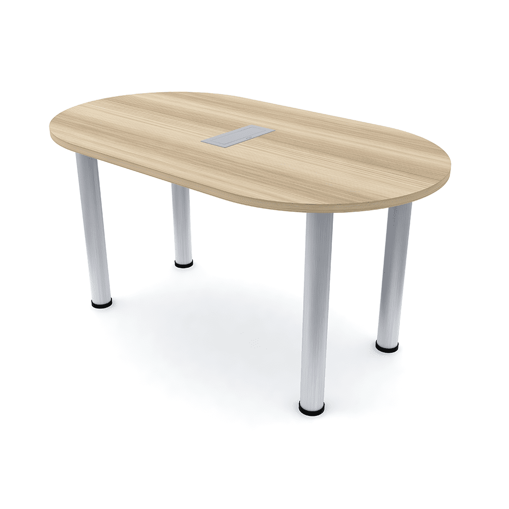 5Ft Racetrack Conference Table With Silver Post Legs Power And Data ...