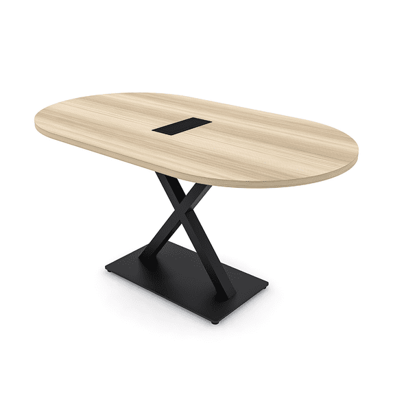 5Ft Racetrack Conference Table X Shaped Base Power Unit Harmony Series