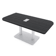 thumbnail image 1 of 5Ft Small Rounded Corner Conference Table Metal Base Electric Module, 1 of 7