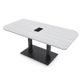 thumbnail image 1 of 5Ft Small Rounded Corner Conference Table Metal Base Electric Module, 1 of 7