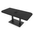 thumbnail image 1 of 5Ft Small Rounded Corner Conference Table Metal Base Electric Module, 1 of 7