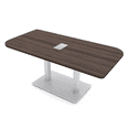 thumbnail image 1 of 5Ft Small Rounded Corner Conference Table Metal Base Electric Module, 1 of 7