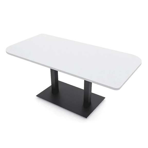 5Ft Small Rounded Corner Conference Table Metal Base Electric Module