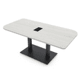 thumbnail image 1 of 5Ft Small Rounded Corner Conference Table Metal Base Electric Module, 1 of 7