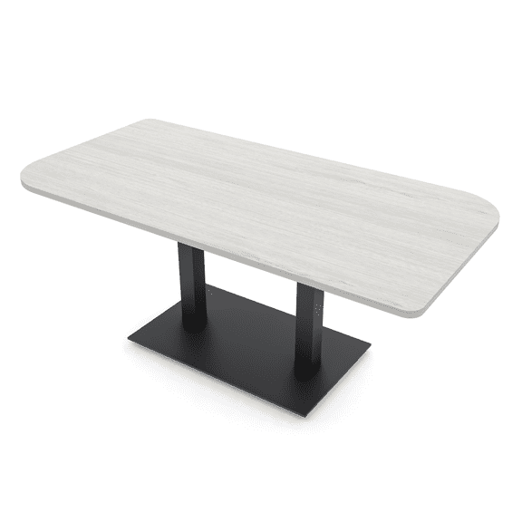 5Ft Small Rounded Corner Conference Table Metal Base Electric Module