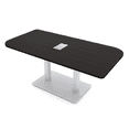 thumbnail image 1 of 5Ft Small Rounded Corner Conference Table Metal Base Electric Module, 1 of 7