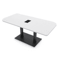 thumbnail image 1 of 5Ft Small Rounded Corner Conference Table Metal Base Electric Module, 1 of 7