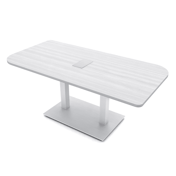 5Ft Small Rounded Corner Conference Table Metal Base Electric Module