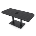 thumbnail image 1 of 5Ft Small Rounded Corner Conference Table Metal Base Electric Module, 1 of 7
