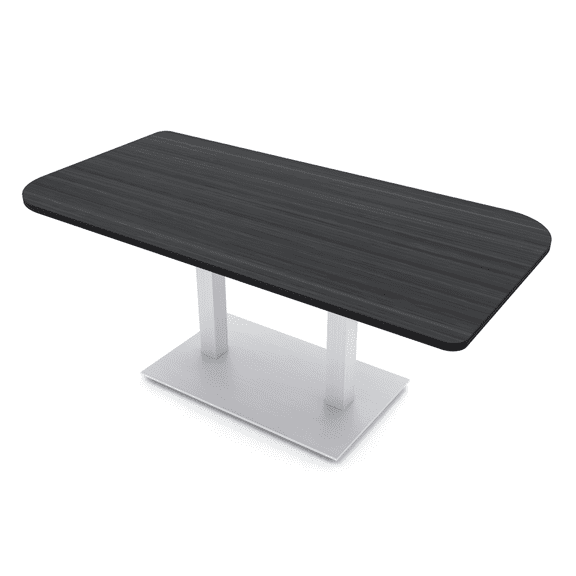 5Ft Small Rounded Corner Conference Table Metal Base Electric Module