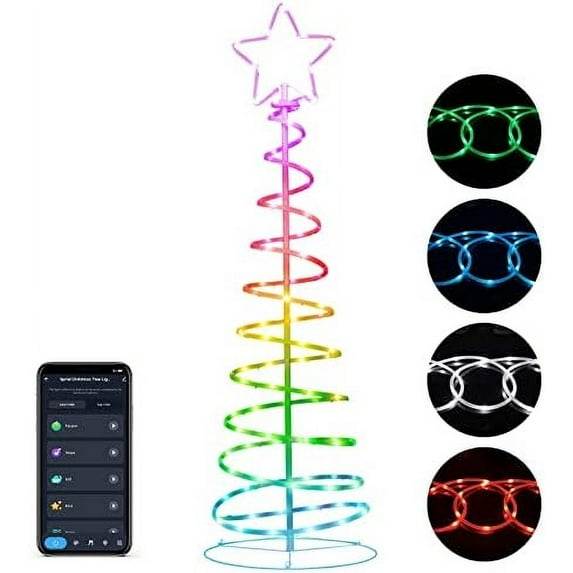 5Ft Spiral Lighted Christmas Tree, LED Color Changing Neon Tree Light with 40 Scene Modes & Music Sync, Smart App Control Christmas Decor for Indoor Outdoor Home Yard Porch