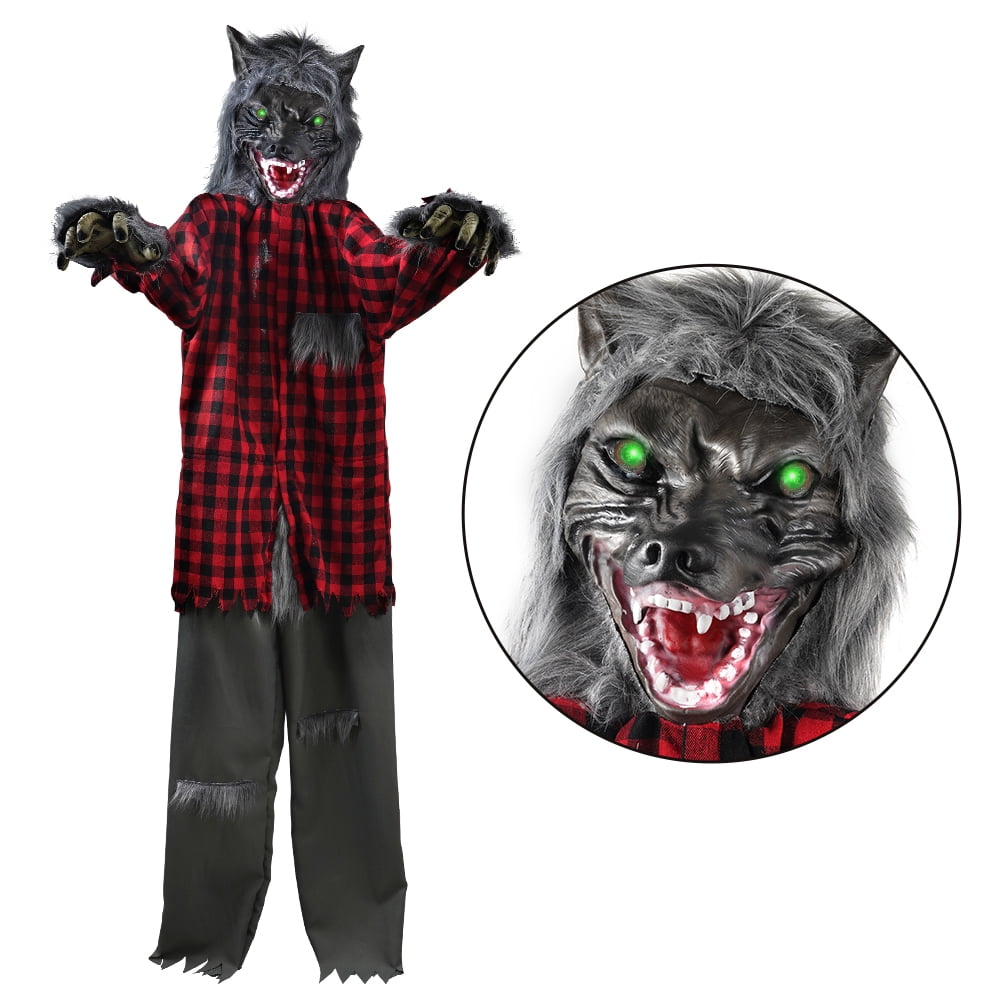5Ft Standing Werewolf Large Halloween Decorations Outdoor Scary Decorations Halloween Motion Activated Werewolf with LED Eyes & Sound