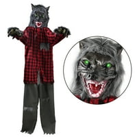 5Ft Standing Werewolf Large Outdoor Scary Halloween Decorations Motion Activated Werewolf with LED Eyes & Sound