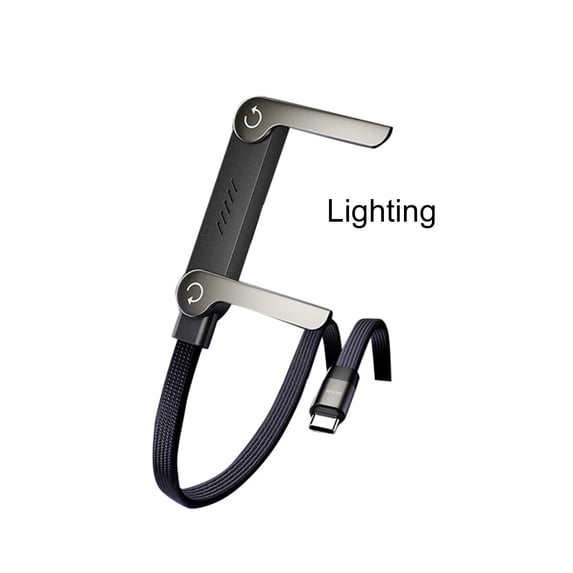 5Ft Type-C to Lightning Multi Charger Cord with Foldable Phone Holder 30W Fast Charging Nylon Braided 90Degree Elbow Data Sync Cable for Smartphones and Tablets