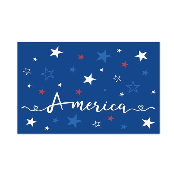 5Ft x 8.3Ft Vintage Square Fitted Tablecloth, USA Independence Day American Flag Dark Blue Elastic Edge Tablecloth Waterproof Oilcloth Table Cover