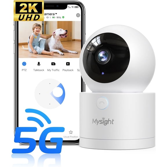 5G & 2.4G 2K Pan/Tilt Security Cameras for Home Security Indoor, AI Voice Change for 2-Way Talk, Motion Detection, 24/7 SD Recording/Cloud Storage, Baby Monitor/dog/Pet Camera with Phone App