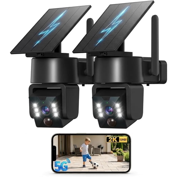 5G & 2.4G Wi-Fi Outdoor Camera Wireless,Solar Security Cameras Wireless Outdoor, 2K 360 PTZ Camera, Solar/Battery Powered, PIR Human Detection, Color Night Vision,Two-Way Voice Calling, Alexa