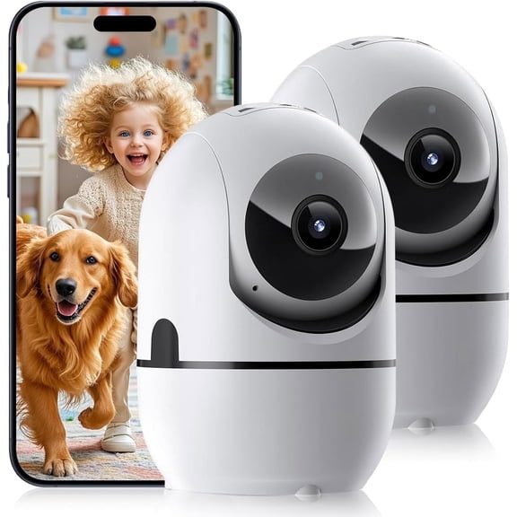 5G&2.4G WiFi Indoor Camera for Home Security, Pan/Tilt Baby/Pet Camera with Phone App, Motion Sensor & Night Vision, 2-Way Call, TF/Cloud Storage (2Pack)
