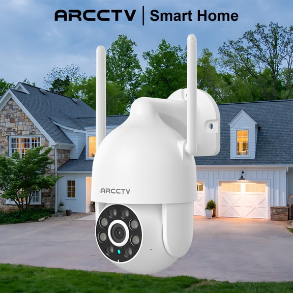 5G/2.4GHz WiFi Outdoor Security Camera, 360° PTZ Auto Tracking, 3MP with Spotlight Siren, Night Vision, Two-Way Audio, Alexa, IP65 Waterproof