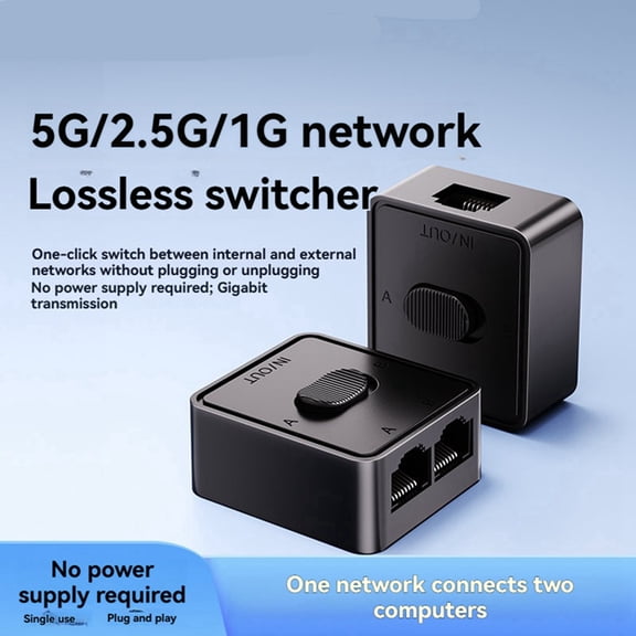 5G/2.5G/1G Gigabit Network Switch RJ45 LAN 2 in 1 Out Internal External Network Switcher Splitter Power Free