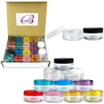 thumbnail image 1 of 5G/5ML Clear Plastic Cosmetic Sample Jars with Multi-Color Lids, 1 of 10