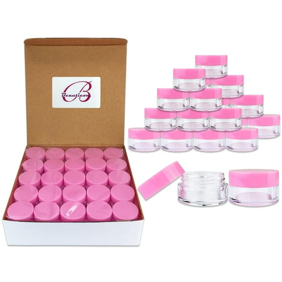 5G/5ML High Quality Leak-Proof Plastic Clear Cosmetic Sample Jars with Pink Lids