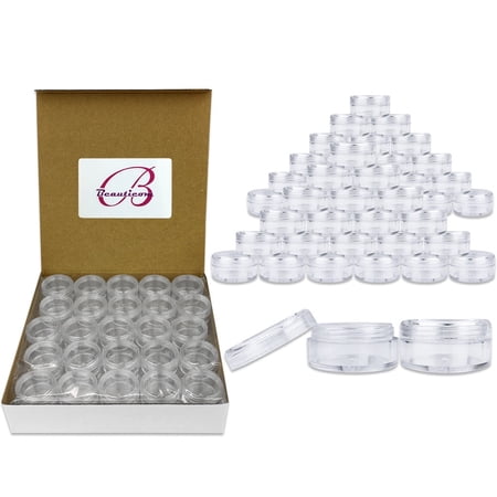 5G/5ML Plastic Clear Cosmetic Sample Jars with Clear Lids