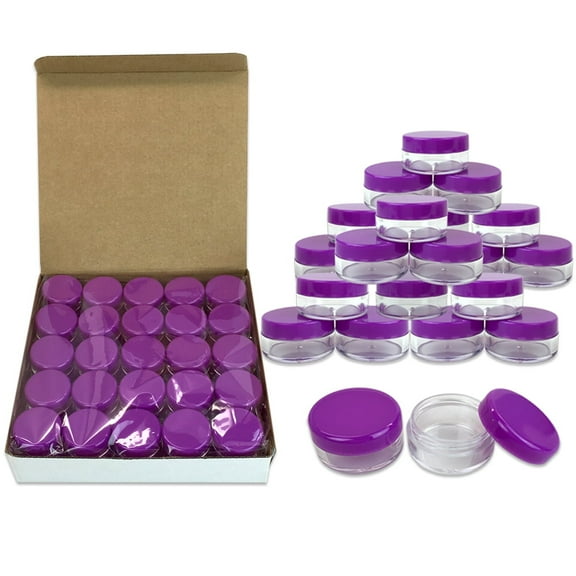 5G/5ML Plastic Clear Cosmetic Sample Jars with Purple Lids