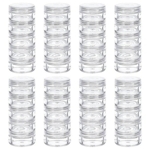 5G/5ML Stackable Round Plastic Containers 8 Column(5 Layer/Column) Bead Storage Jars for Seed Beads Diamond Drills