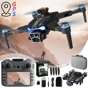 5G GPS Drone with 4.5'' Touch Screen Remote, 2K Camera Airdrops Function, 1000M Flight 25Mins Brushless Motor, 360 Obstacle Avoidance LED Lights, for Kids Adults Aerial Photography Outdoor Mission