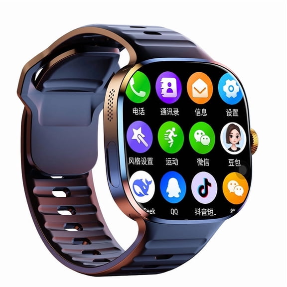 5G Global Version Smart Watch with SIM Card Slot, 2.4-inch AMOLED Display, Life Waterproof Dual System Support for App Download