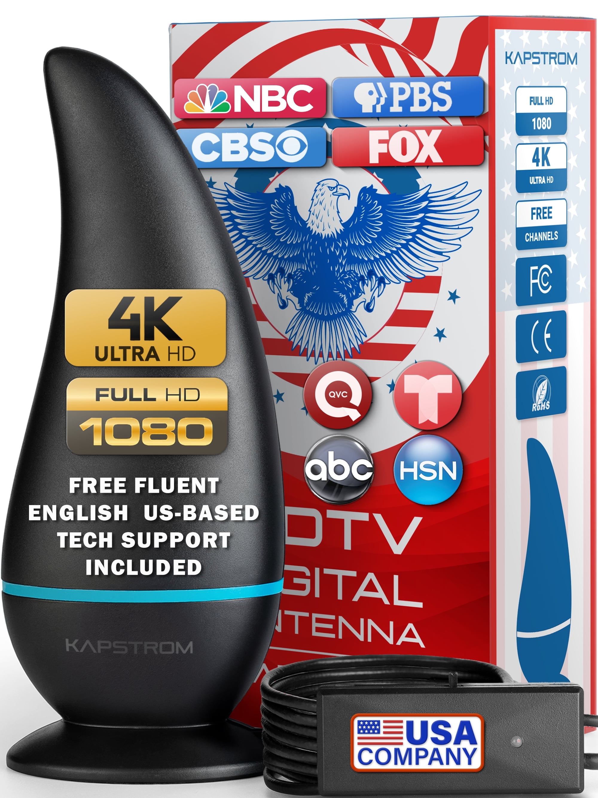 KapStrom 5G HD TV Indoor Antenna, 2024 Chipset, 250 Miles Range, 16.4 ...
