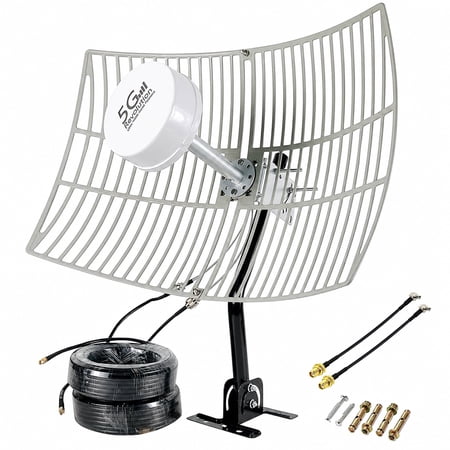 2x2 Mimo Parabolic Grid Antenna Kit 698-6000MHz, 30dBi Directional Outdoor Antennas for 4G LTE and 5G Routers, Hotspots and Gateways