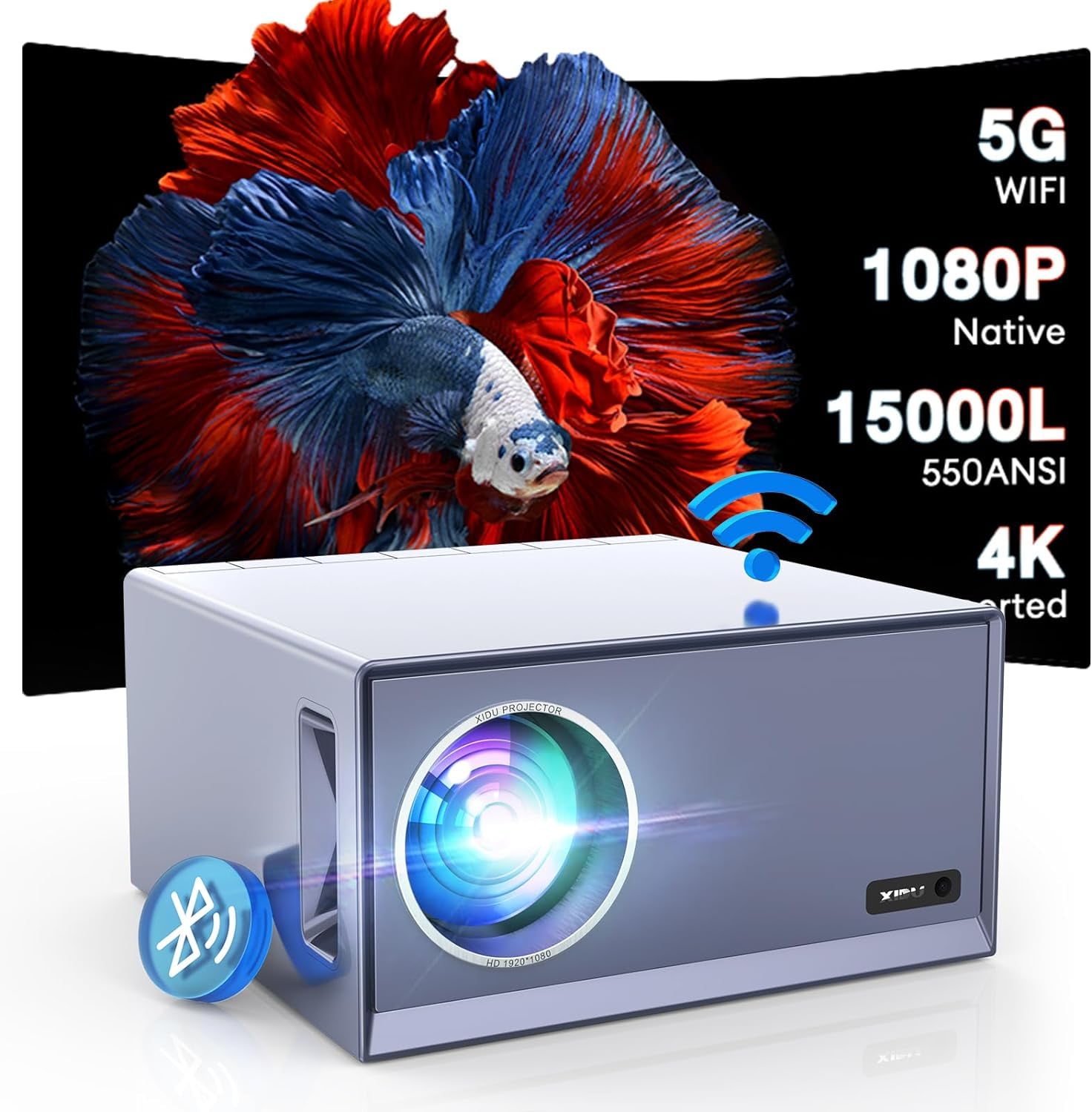XIDU PhilBeam S1 Portable Projector, 5G, 1080P, 550 ANSI, 4K XIDU PhilBeam S1 Portable Projector, 5G, 1080P, 550 ANSI, 4K