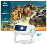 Visulapex Projector 4K 1080P Outdoor Projector with WiFi and Bluetooth, 360° Rotatable Portable Movie Projection for Phone