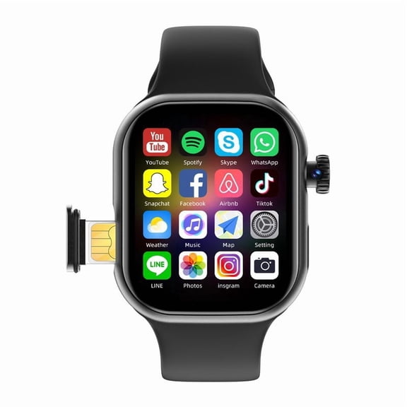 5G Smart Watch with SIM Card Slot, Side Button Design Integrated Chip Adult Smartwatch, Black