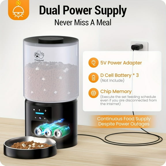 5G WiFi Automatic Cat Feeder with 2K Camera - 1.32gal/21 Cup, Sealed Freshness Storage, Detachable for Easy Cleaning - No Battery Needed for Multiple Pets