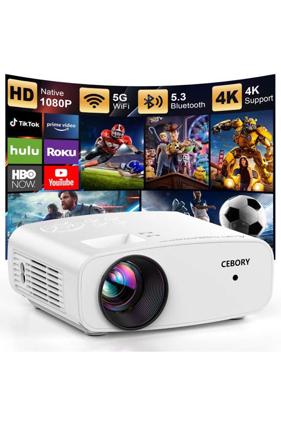5G WiFi Projector With Bluetooth, Native 1080P Outdoor Movie Projector (Projector Screen and Tripod Included), Mini Portable Video Projector Compatible With HDMI/ USB/ AV/ Smartphone/ TV Stick